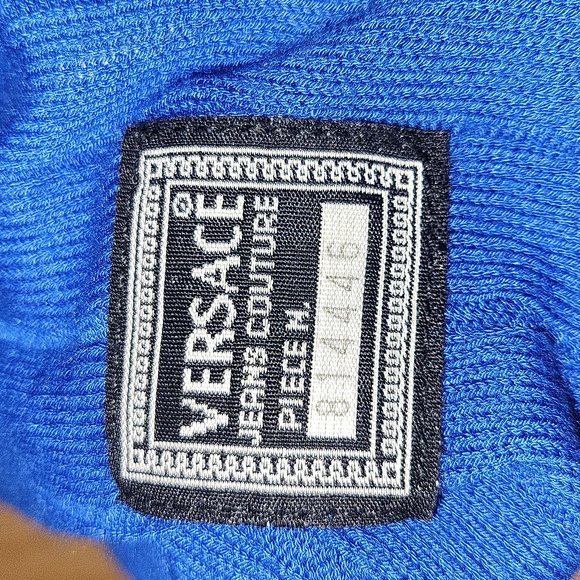 Vintage Versace Jeans Couture Royal Blue Ribbed Polo Shirt Size XL - Picture 8 of 8